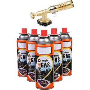 Tamirci Kaynak Şalama Pürmüzü Yüksek Alevli Metal Kafa Pürmüs Torch ve 5li Kamp Gazı Seti 400ML