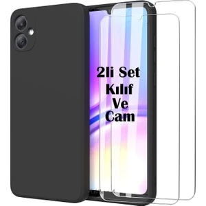 M.TK Moveteck Samsung Galaxy A06 Kılıf Kamera Korumalı Yumuşak Renkli Silikon + 9h Ekran Koruyucu Cam 2in1 Set