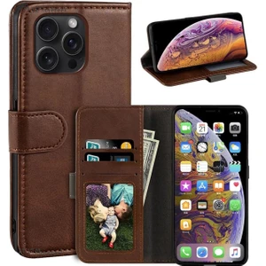 M.TK Moveteck Iphone 16 Pro Max Kılıf 360 Tam Kaplar Deri Dokulu Kapaklı Cüzdanlı Kartlıklı Standlı Kartvizitli Kapak