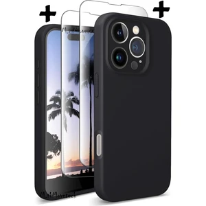 M.TK Moveteck Iphone 16 Pro Max Kılıf Kamera Korumalı Yumuşak Renkli Silikon + 9h Ekran Koruyucu Cam 2in1 Set