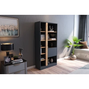 Lotus Kitaplık 160 cm Atlantik Çam - Antrasit