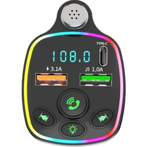 Kens Teknoloji Bluetooth Araç Kiti Araç Fm Transmitter USB Type-C Mp3 Sd Kart Flash Için Uygun Sesli Asistan