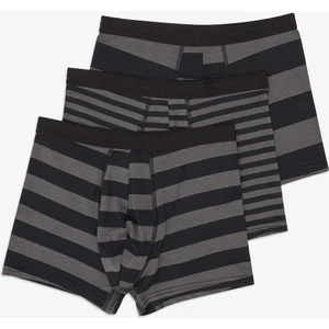 3lü Siyah Çizgili Çok Renkli Boxer Külot