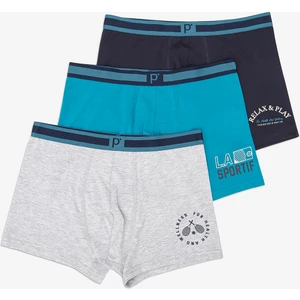 Slogan 3lü Çok Renkli Boxer