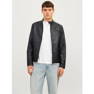 Jack & Jones Erkek Deri Ceket Siyah 12261196 Jjedylan Pu Bıker Jacket