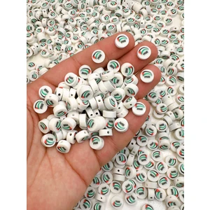 Ebruli Boncuk 10 mm Beyaz Free Filistin Figür Fimo Boncuk Takı Yapımı Bead (100 Adet)