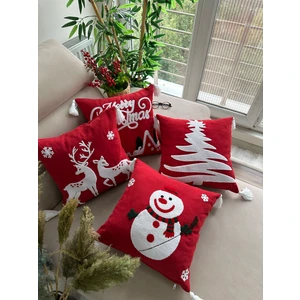 En Gözde Home Yılbaşı noel temalı punch nakışlı 4 adet kırlent kılıfı