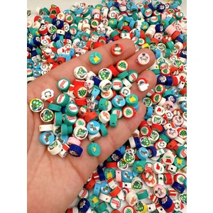 Ebruli Boncuk 10 mm Yılbaşı Karışık Renkli Boncuk Takı Aksesuar Bead (100 Adet)