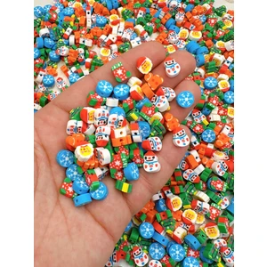 Ebruli Boncuk 10 mm Yılbaşı Karışık Renkli Boncuk Takı Aksesuar Bead (100 Adet)