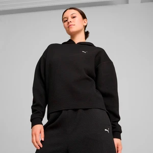 Q4 Studio Textured Kadın Siyah Kapüşonlu Sweatshirt
