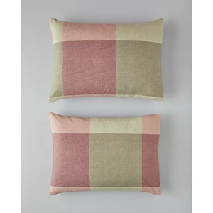 Textured Plaid Kolay Ütülenir 2'li Yastık Kılıfı 50X70 cm Yeşil-Mürdüm
