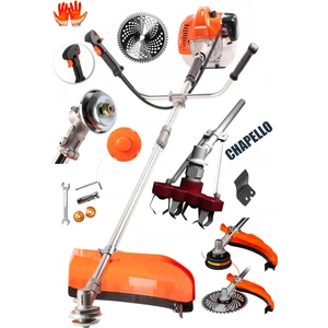 Kömürsüz Motor 20HPX Çelik Krom Piston Benzinli Ot Çalı Çim Biçme Makinası - Yan Tırpan + Chapello Set