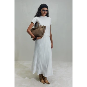 Suud Collection Beyaz Ada Piliseli Etek