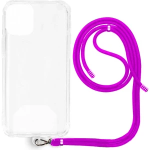 Piyasa Sepeti iPhone 16 Pro Max İp Askılı Şeffaf Silikon Kılıf Koyu Pembe