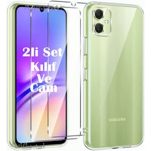 M.TK Moveteck Samsung Galaxy A06 Kılıf Kamera Korumalı Renksiz Şeffaf Silikon + 9h Ekran Koruyucu Cam 2in1 Set