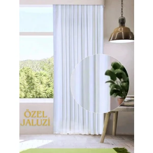 Özel Jaluzi Beyaz Saten Fon Perde Düz Desenli 170 cm x 280 cm Kornişli Kullanım İçin