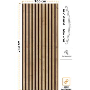 Detay Poliuretan Mdf Ahşap Akustik Duvar Paneli 100 x 280 cm ( Safir Meşe )