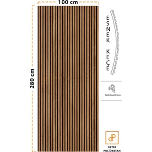 Detay Poliuretan Mdf Ahşap Akustik Duvar Paneli 100 x 280 cm ( Teak )