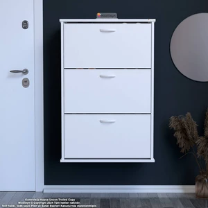 Modilayn VARBİ Asma Antre 72x115x26 cm’ lik 3 Düşer Kapak 6 Göz Raf Bölmeli Ayakkabılık