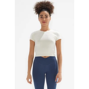 Skye Bisiklet Yaka Ribanalı Kısa Kollu Örme Crop T-Shirt 1032