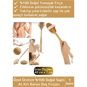 Özel Üretim Doğal Yumuşak Vücut Masajı Etkili Saplı At Kılı Banyo Duş Fırçası