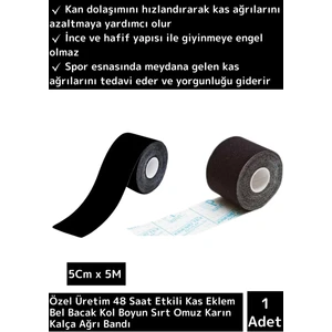 Özel Hızlı Etkili Büyük Boy Kas Bel Bacak Kol Boyun Sırt Omuz Karın Kalça Rehabilitasyon Bandı Siyah