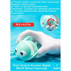 Premium Uzun Ömürlü Hafif Kurmalı Eğlenceli Renkli Yüzen Balık Bebek Çocuk Banyo Su Oyuncağı 1 Adet