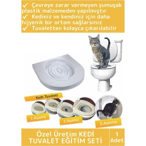 Premium Kedi Klozet Alıştırma Kapağı Kum Kabı Wc Yavru Yetişkin Kedi Hijyenik Tuvalet Eğitim Seti