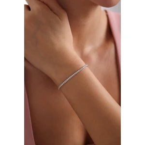 925 Ayar Gümüş Rodyum Kaplama 2 mm Zirkon Taşlı Suyolu Bileklik