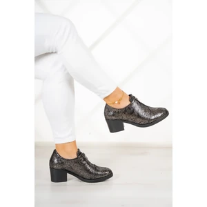 Erkan Saçmacı Brittany Gümüş Yılan Hakiki Deri Günlük Topuklu Ayakkabı