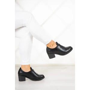 Erkan Saçmacı Brittany Siyah Yılan Hakiki Deri Günlük Topuklu Ayakkabı