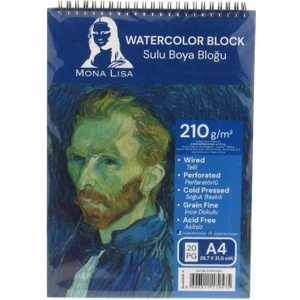 Mona Lisa A4 Watercolor Block 210 gr Telli Çizim Defter