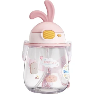 Rabbit Çocuk Pipetli Matara Tritan Pembe 600ML