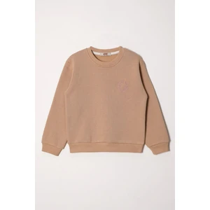 Power Girl Nakışlı Kız Çocuk Vizon Renk Sweat