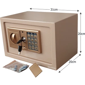 Şık Tasarımlı Orta Boy Şifreli Çelik Kasa, Elektronik Tuşlu Değerli Eşya Para Kasası 31x20x20cm