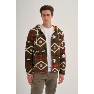 Erkek Peluş Sweat Tam Fermuar Hırka 5094 Haki