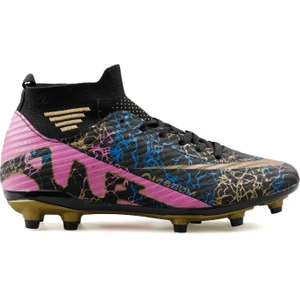 Krp Siyah Altın Desenli Çocuk Çim Zemin Kramponu Krp-Sıyah-Altın-Desenlı Siyah