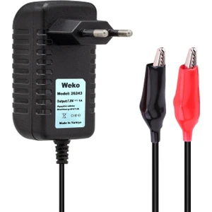 7.8 Volt - 1 Amper Krokodil Uçlu Priz Tip  Yerli Üretim Akü Şarj Adaptörü (OUT:6V1A)