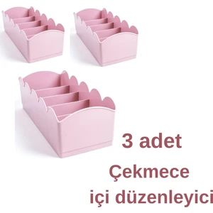 3 Adet Çorap Düzenleyici, Çekmece İçi Düzenleyici, Organizer, Pembe