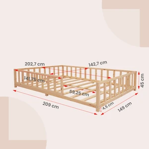 KFB640 Montessori Yer Yatağı 140 x 200  cm  Ahşap Çocuk Yatağı