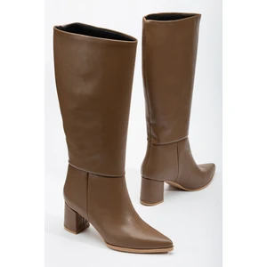 Tonny Black Kadın Vizon Cilt Termo Taban Sivri Burunlu Kalın Topuklu Çizme