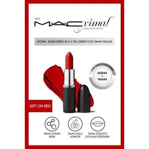 MAC ximal Sleek Satin Lipstick Ikonik Saten Bitişli Ruj-left On Red 3.5gm