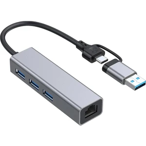 Blue Wings USB 3.1 Type-C Gigabit 1000 Mbps Lan Ethernet Dönüştürücü Gigabit 3 Port USB 3.0 Çoklayıcı