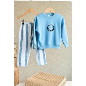 Miniğimin Cicileri (2-7 Yaş) Smile Çizgili Erkek Çocuk takım - Mavi