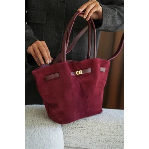 Kadın Süet  Deri Uzun Askılı Mıknatıs Kapamalı Astarlı Omuz & El Çantası LF-1723