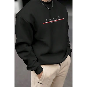 Familiar Ön Baskılı Pamuklu Bisiklet Yaka Erkek Sweatshirt