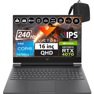 Hp Victus 16-R1012NT Intel I7-14700HX 64GB Ddr5 2tb SSD 8GB/RTX4070 Freedos 16.1" 240Hz Qhd 3ms 300NİTS Taşınabilir Bilgisayar 99J1K2EA15+WEBLEGELSINÇANTA