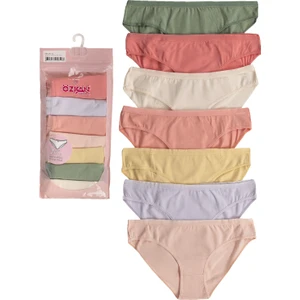 Özkan Underwear Özkan 26804 7'li Paket Kadın Likralı Pamuklu Esnek Rahat Slip Bikini Külot