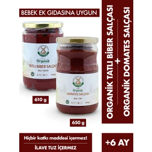 Mill & More Organik Tuzsuz Domates Salçası 650 gr + Organik Tuzsuz Tatlı Biber Salçası 610 gr Seti
