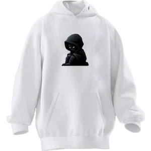 Nmg Tekstil Unisex Premium Pamuk Beyaz Ufak Spiderman Baskılı 3 Iplik Kapüşonlu Sweatshirt